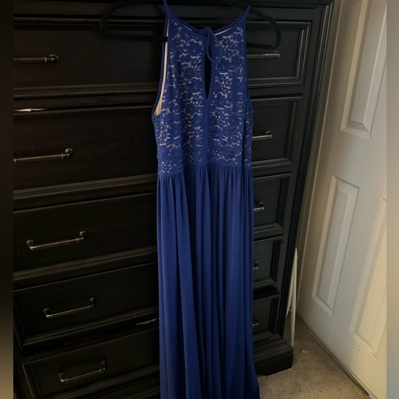 Night way collections long blue sequined gown - Picture 2 of 4